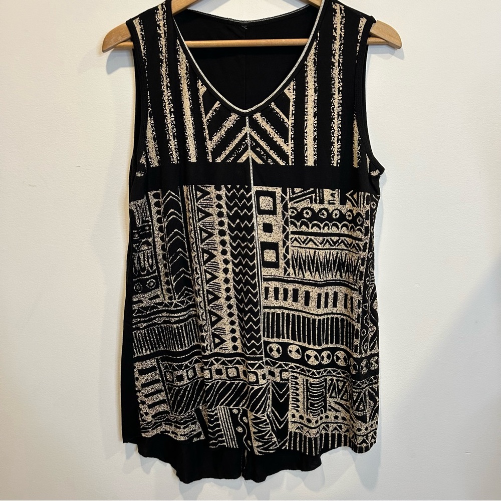 Edista Los Angeles Tunic Length Tank Top Black Boho